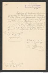 k.k. naturhistorisches Hofmuseum, Intendanzakten 1885-1896 (Hauer), Aktenzahl Z.174/1892, Seite 1